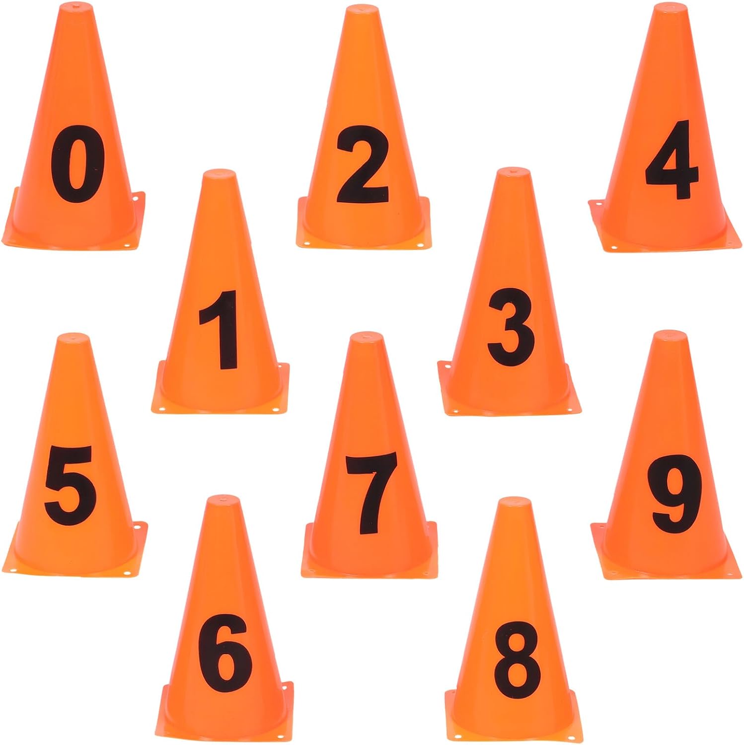 GANAZONO 10pcs Numbered Football Training Cones Set, 23cm Orange Plastic Sports Markers for Soccer Drills, Agility Training, Outdoor Field Exercise Equipment