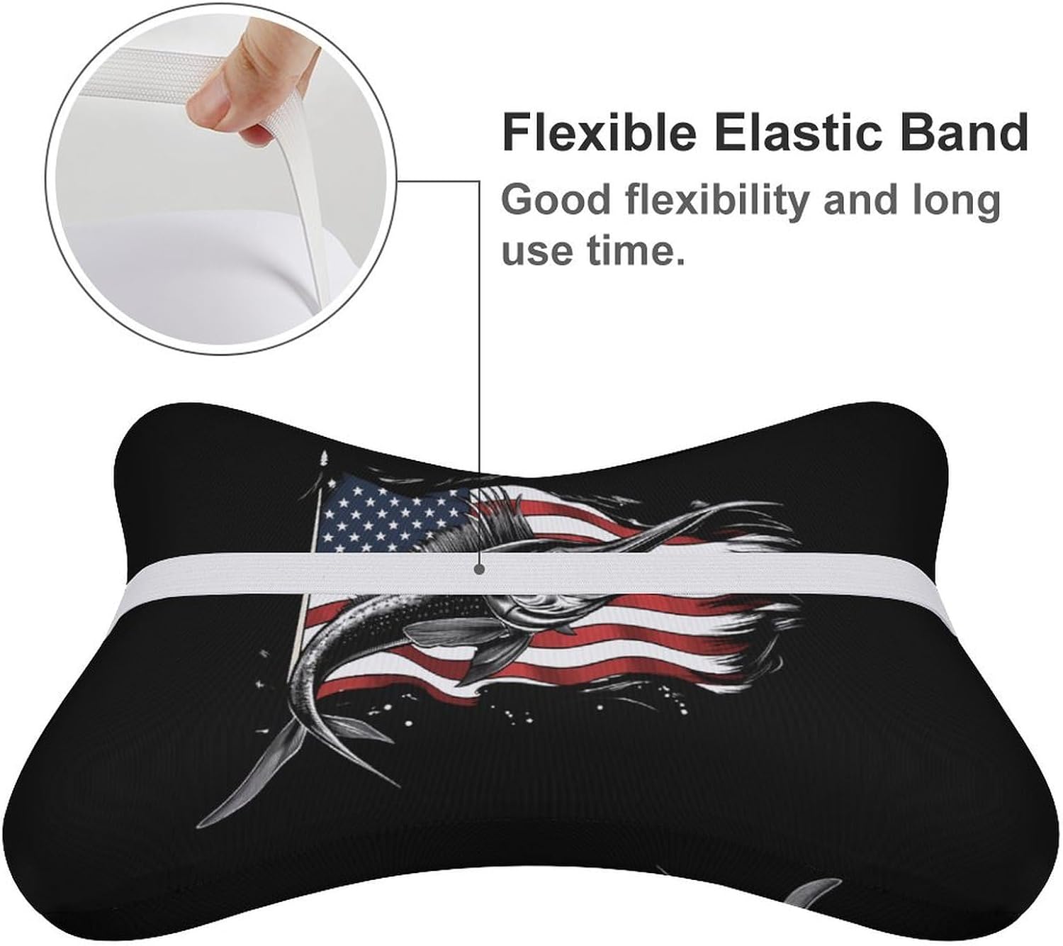 American Flag Marlin 2 Pack Car Neck Pillow Car Headrest Soft Car Pillow for Most Cars