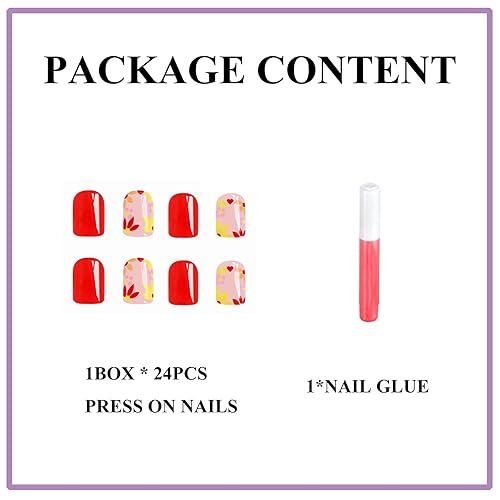 Miniatura 3 de MERVF Uñas postizas cuadradas a presión cortas, punta francesa azul, uñas cuadradas con pegamento con diseño de abejas, uñas acrílicas, lindas uñas