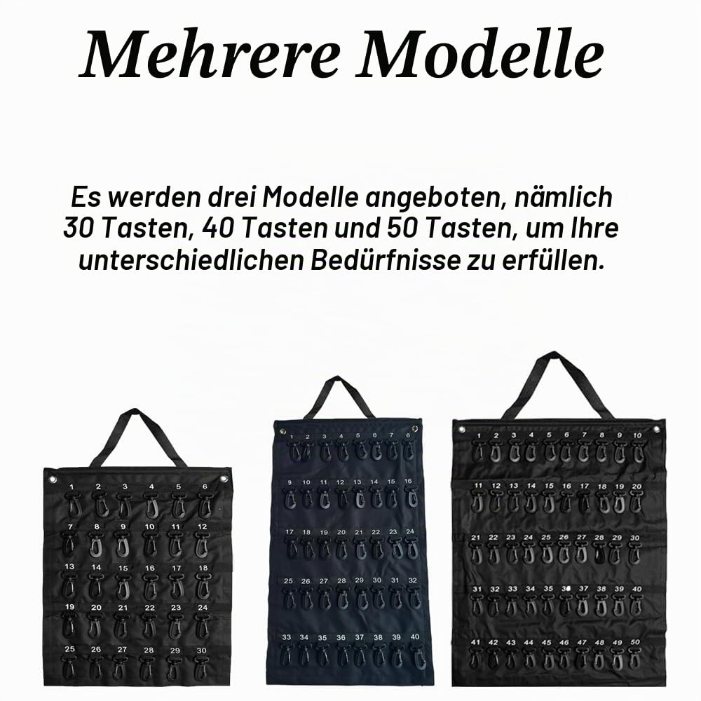Rollbares Schlüsseletui, tragbarer Schlüssel-Organizer, aufrollbare Schlüsseltasche für Hotelpersonal, Sicherheitskräfte, Immobilienagenten, Wartungsarbeiter (50 Positionen)