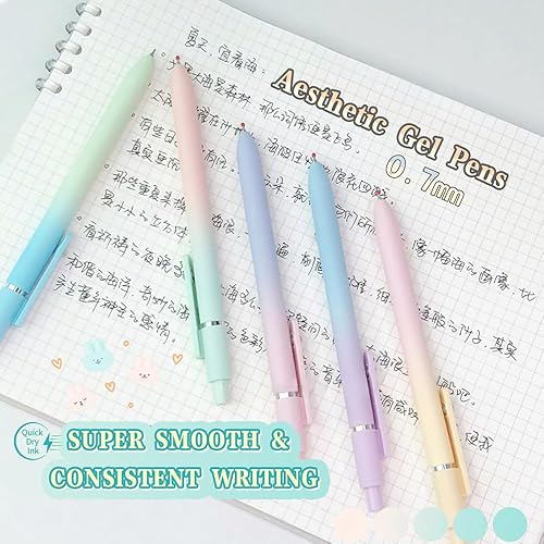 Miniatura 4 de Bolígrafos retráctiles de tinta de secado rápido, bolígrafos de escritura suave, color degradado, tinta negra de punta media de 0.028 in,