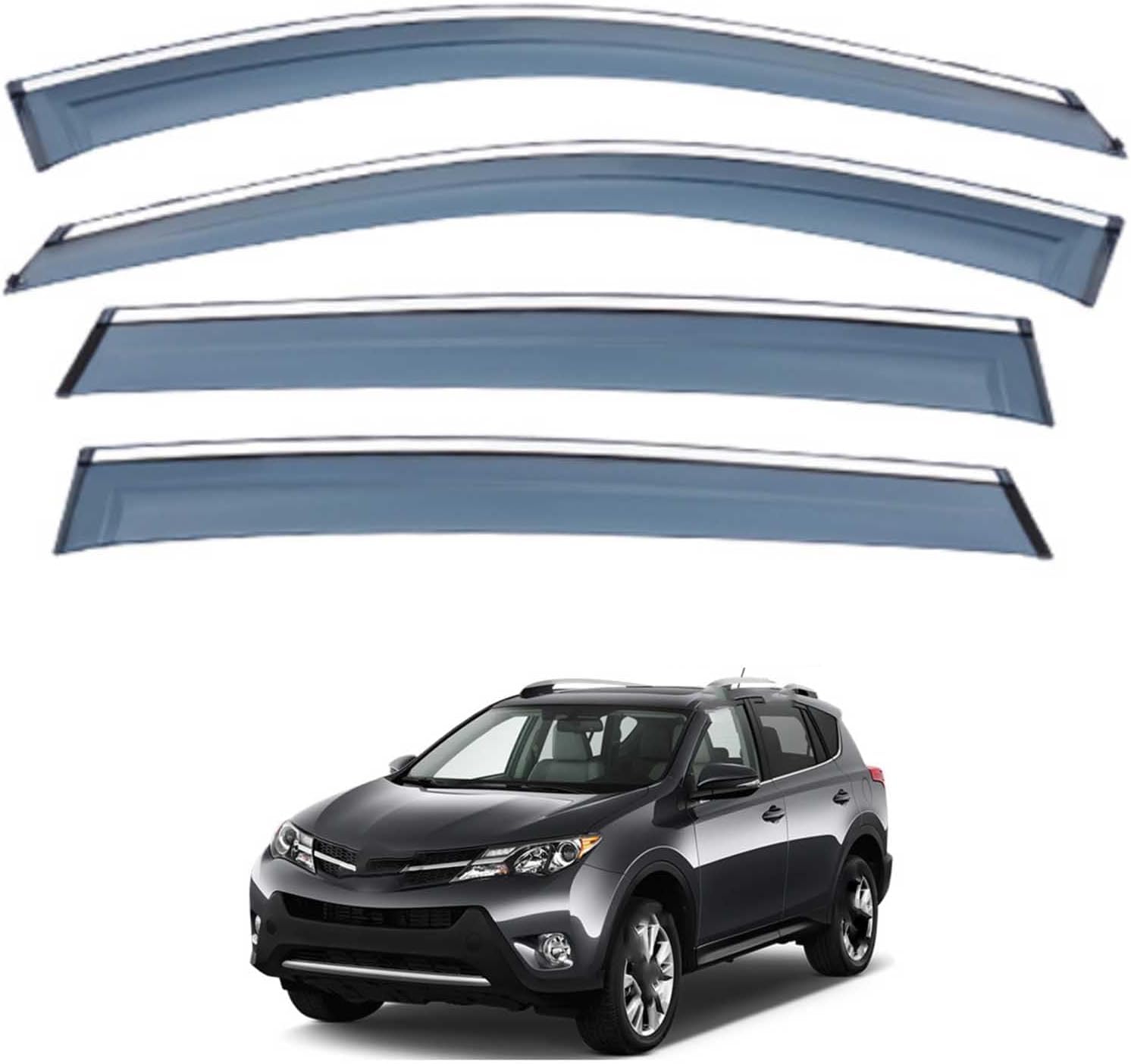 Liufangfc Normal Wind Deflectors For Toyota Rav4 Mk4-Xa40 2014-2019 – 4Pc Tape-On Smoked Visors, Weatherproof, Anti-Salt/Snow, Low-Noise