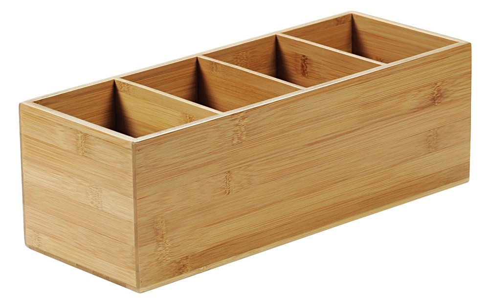 Kesper 70850 4-Way Cutlery Tray/Cutlery Holder/Box Made From FSC-Certified Bamboo