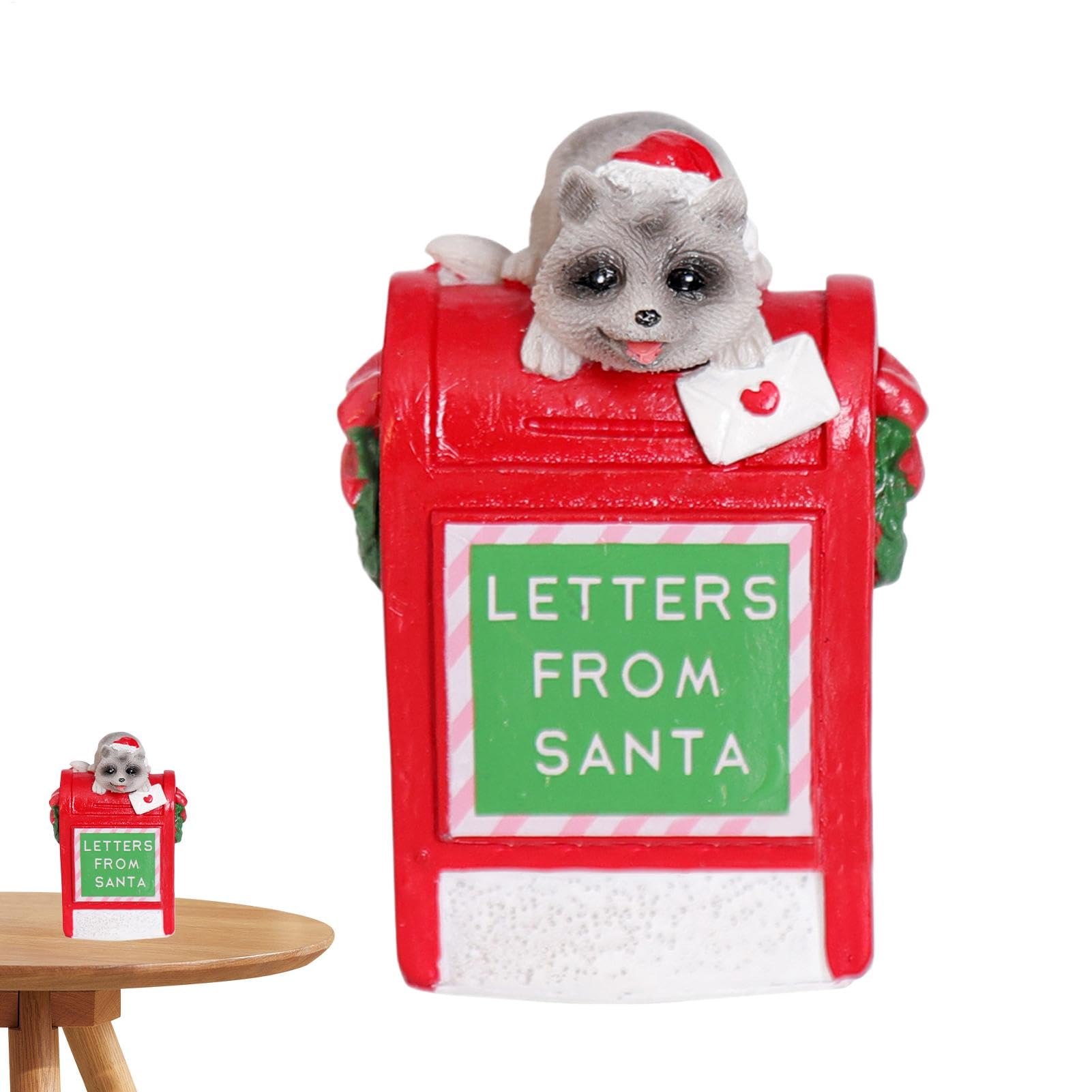 Buzón de Papá Noel, Buzón de Navidad - Estatuas de Animales de Resina navideña,Cartas a Adornos de Papá Noel, Figuras coleccionables, Accesorios de Pueblo navideño para el Festival de Navidad