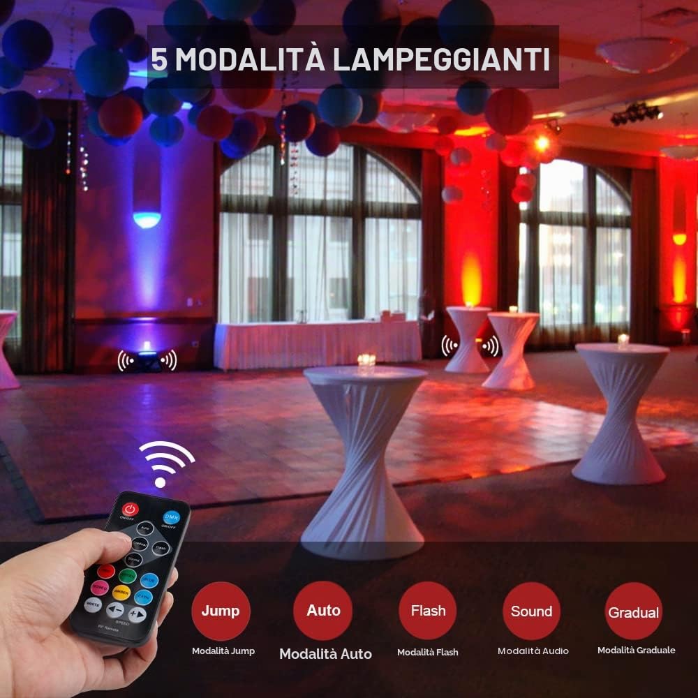 Par Led, Faro Led RGB 36W con 36 Led Luci Colorate con comando DMX e Telecomando per Feste, Discoteca, Eventi live, Concerti, Band - 2Pcs