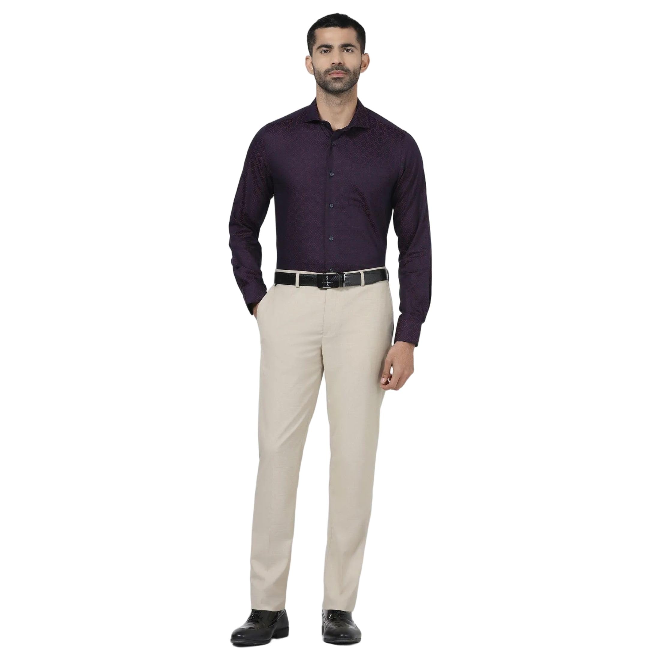 blackberrys Men's Mini-Checks Slim Fit Formal Trousers-picture-29