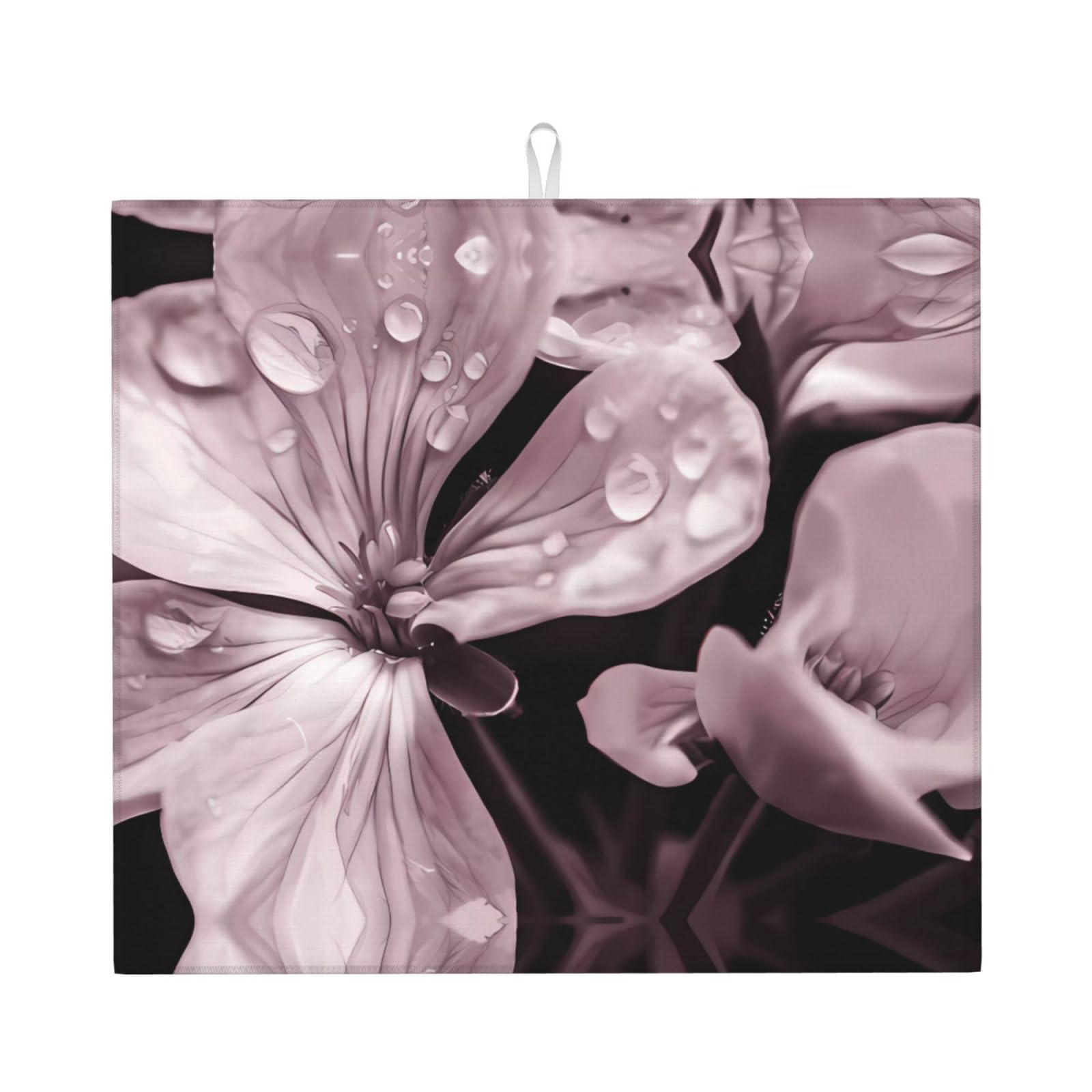 YYHWHJDE Flower Prints Kitchen Drying Mat - Absorbent Dish Drying Throw with Vibrant Prints, Quick-Dry Countertop Layer for Dishes & Appliances - Non-Slip & Foldable