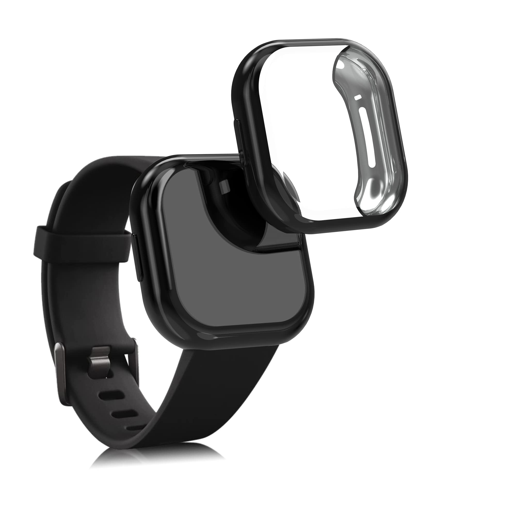 kwmobile Etui kompatybilne z Fitbit Versa 3/Sense, 2 x silikonowe etui na monitor aktywności, z TPU, czarne/czarne