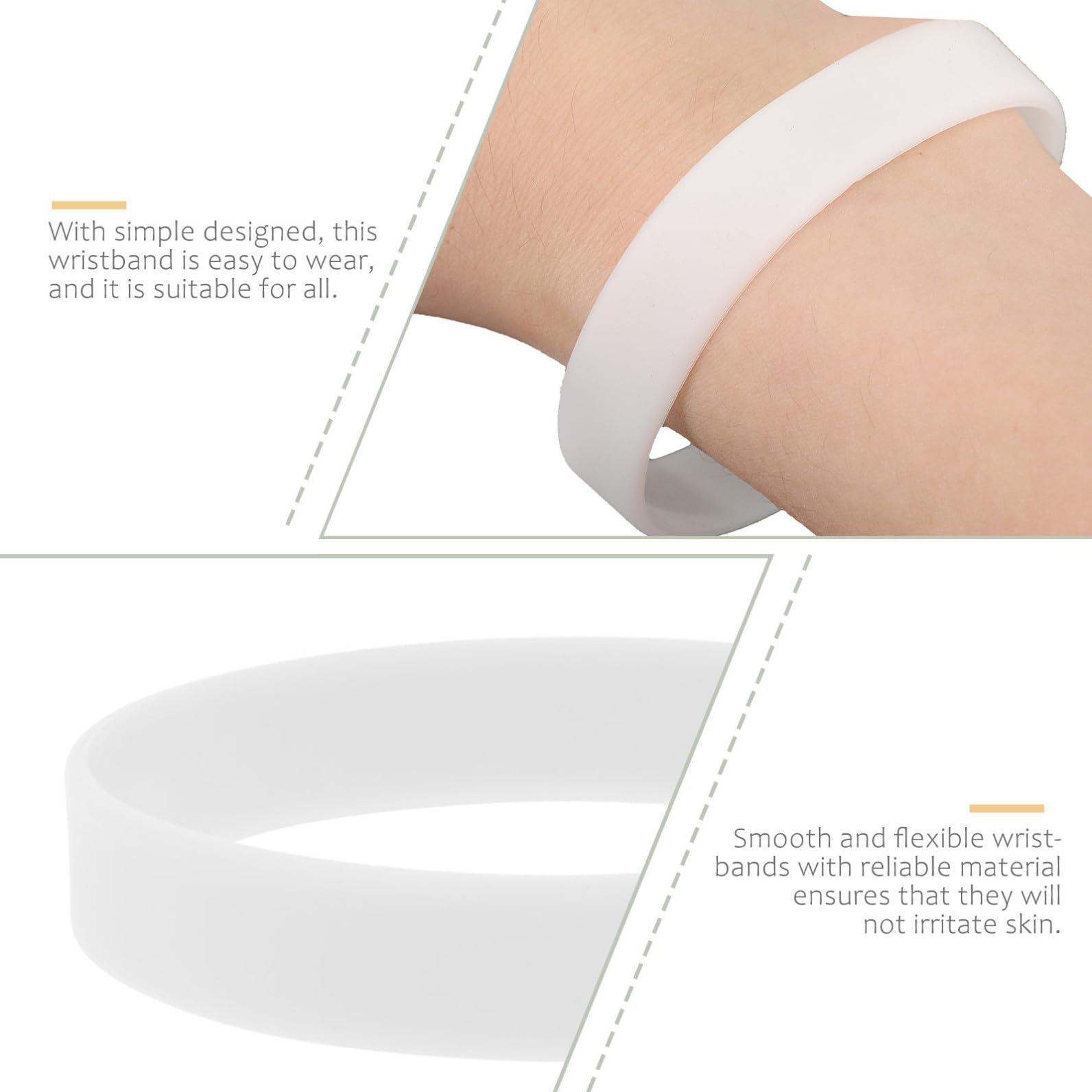 Leuchtendes Silikon Armband 100 Stück, Weiß, für Kinder