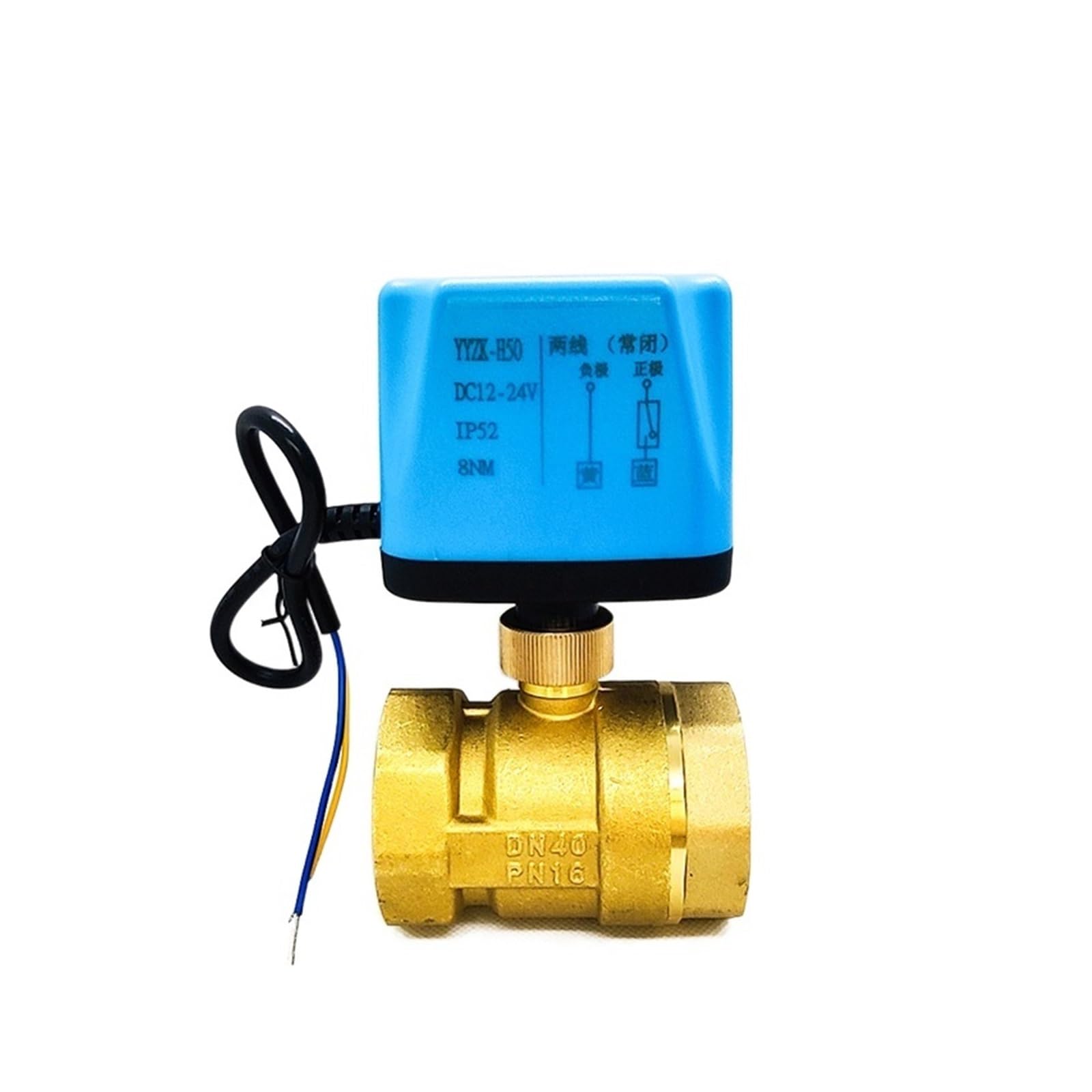 ZXTIIEUF 1-1/2"" Normally Closed/Open Two Wire Motorized Ball Valve Electric Ball Valve AC220V DC12V DC24V(24vdc-normally Closed)