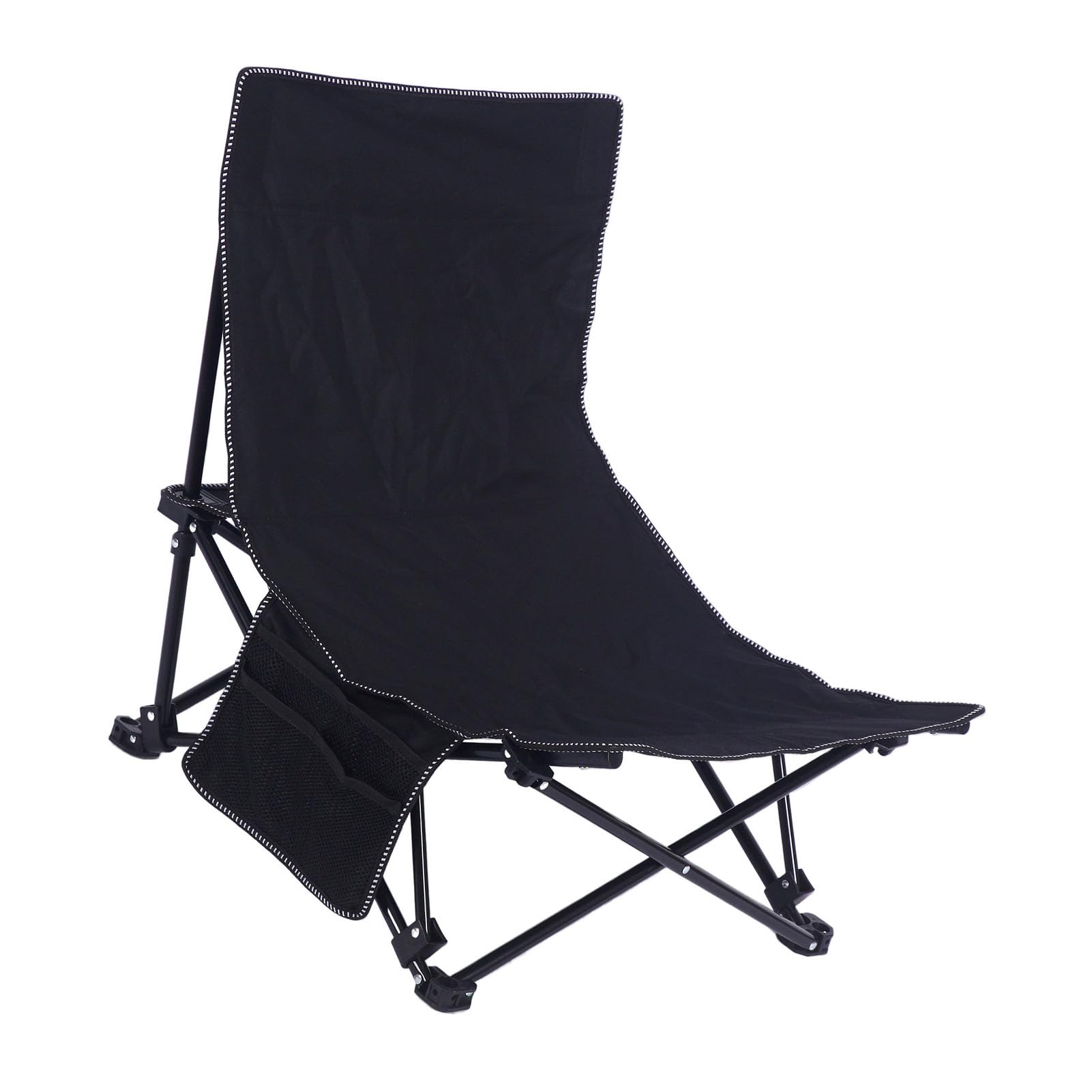 Krzesło Plażowe z Regulowanym Oparciem, Lekkie, Składane (BLACK)