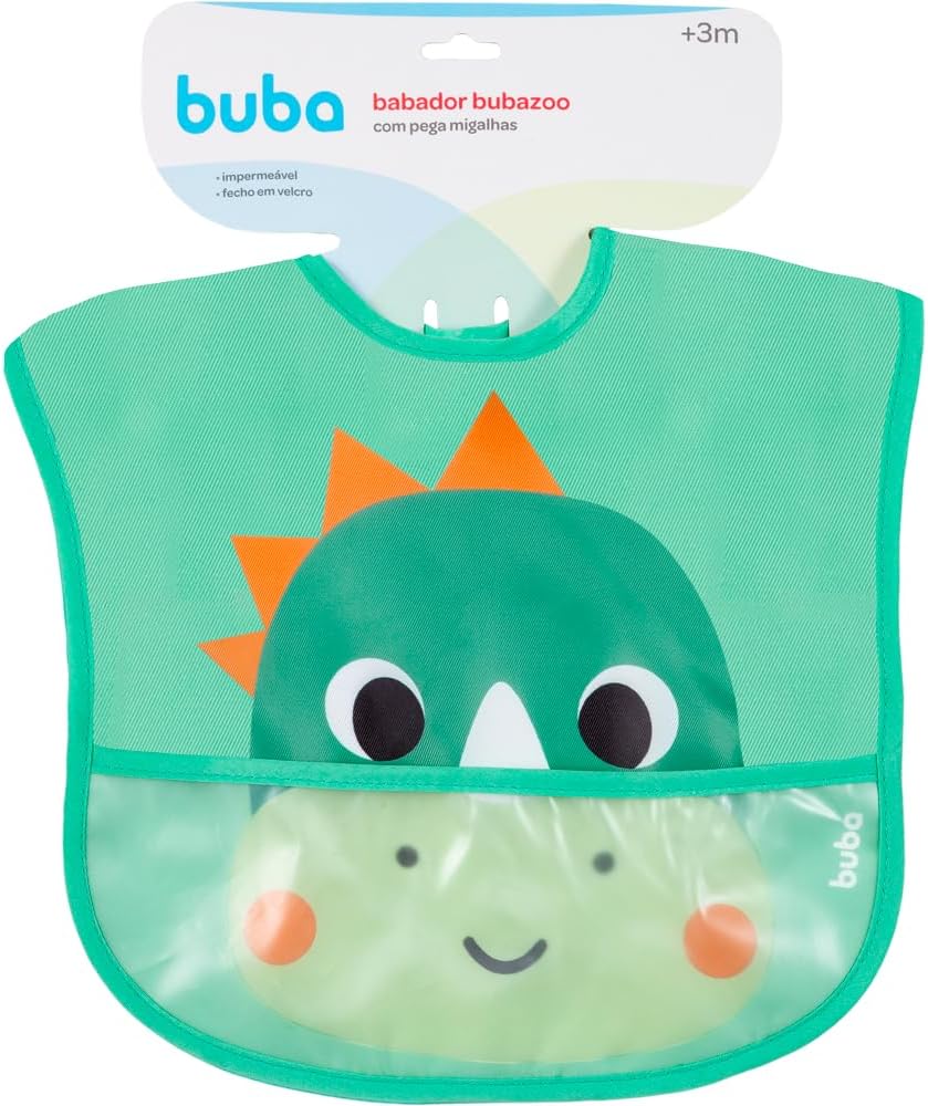 Babador Com Bolso Bubazoo Dino