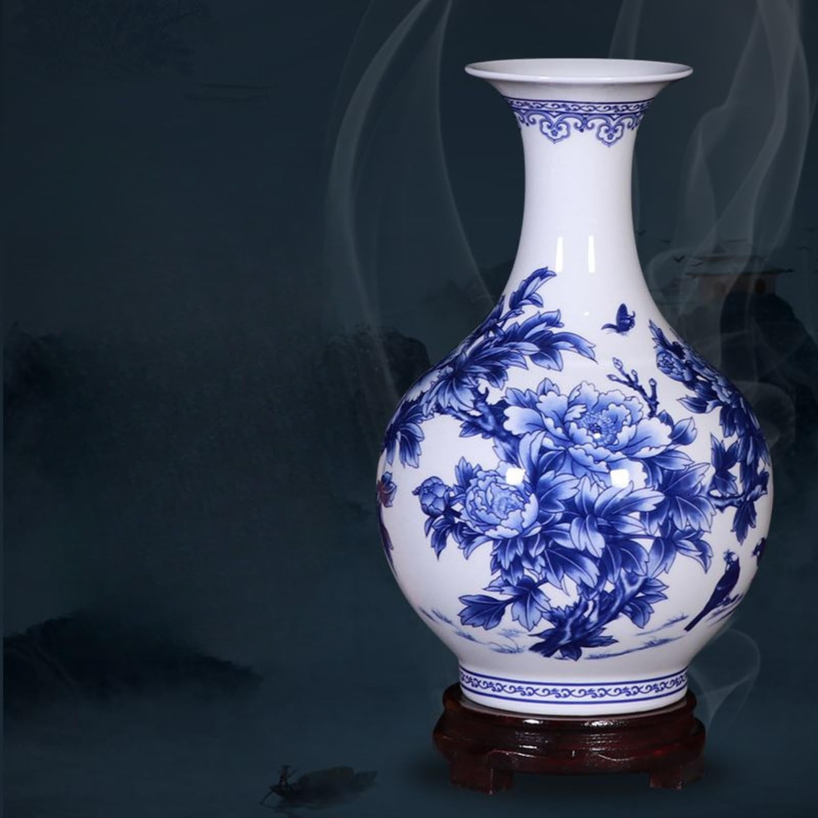 Vase de Jingdezhen en porcelaine fine art floral traditionnel