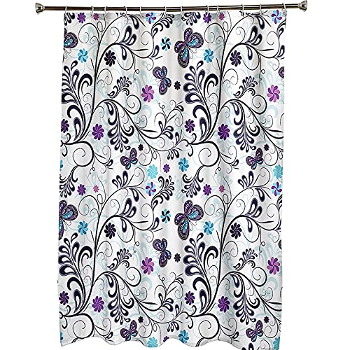 Rideau de douche polyester 165x180cm avec crochets motif violet