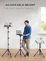 Vista 22 de AMADA Soporte para proyector, soporte para laptop con altura ajustable de 22 a 36 pulgadas, soporte de proyector resistente como bastidores de DJ