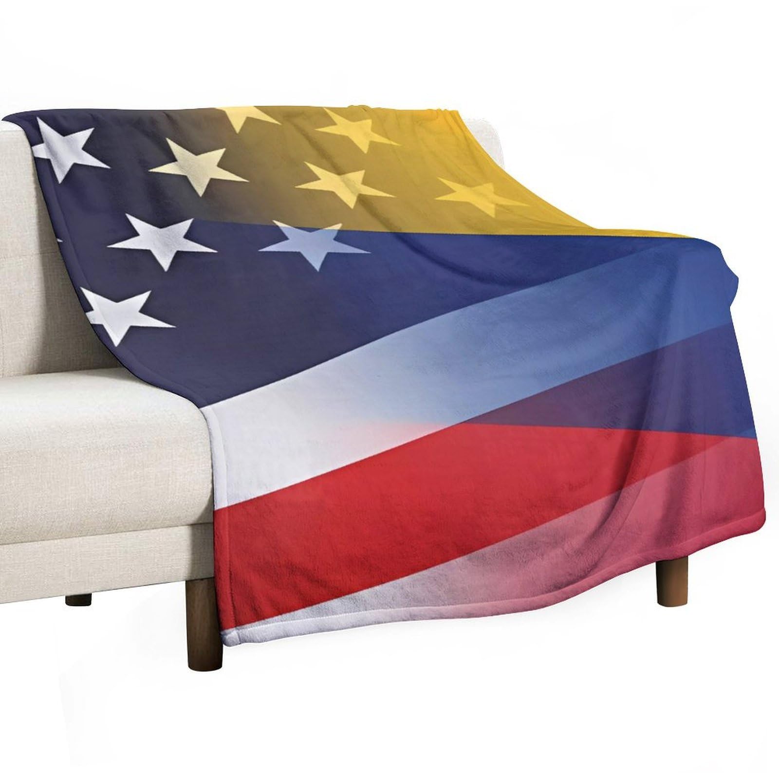 Cgsbngha Style Colombia And U.s. Of Flag Flannel Fleece Blanket Lightweight Soft Throw Blankets For Sofa Couch Bed Chair