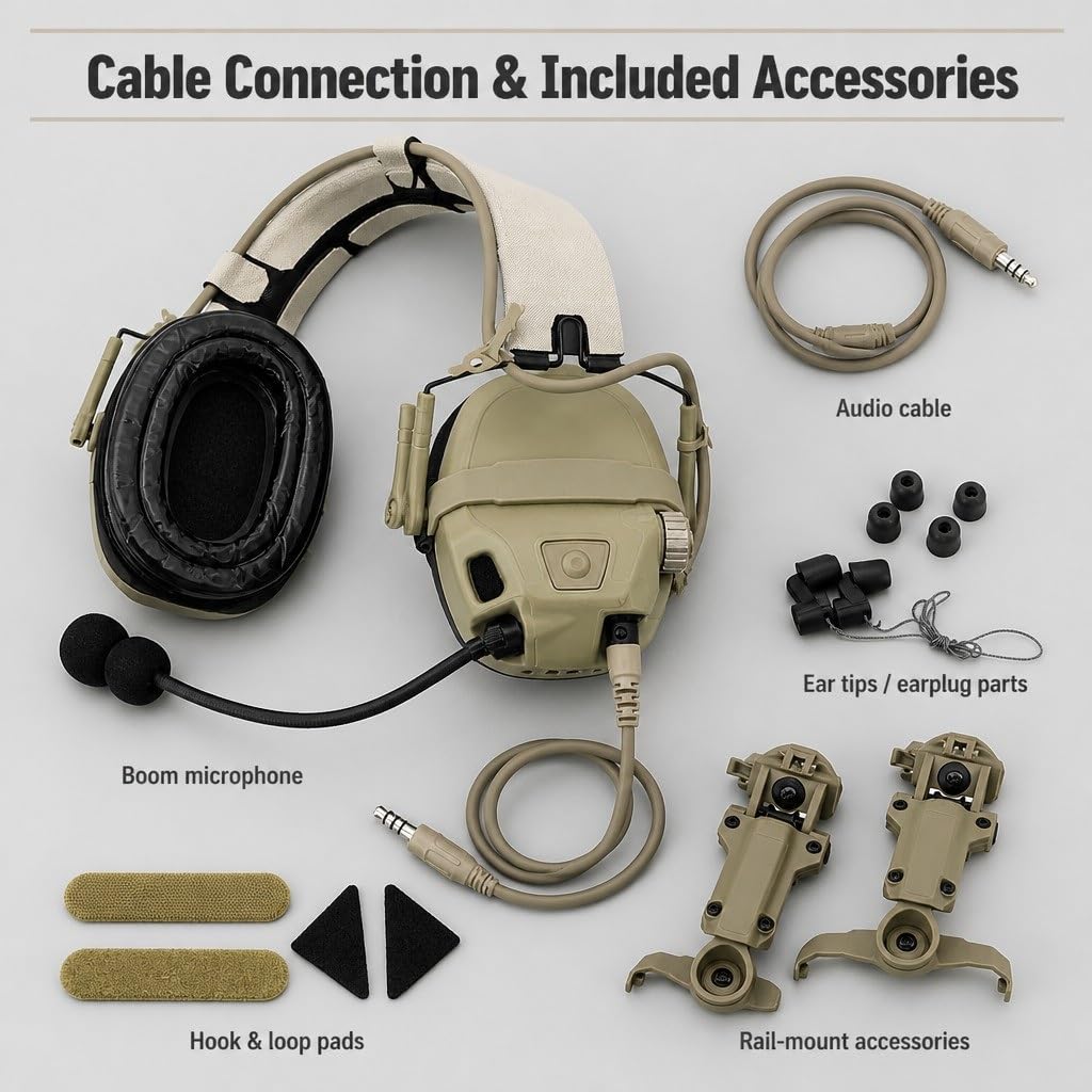 Auriculares tácticos con reducción de ruido, sonido claro, captación de señal digital para actividades al aire libre OPS Core