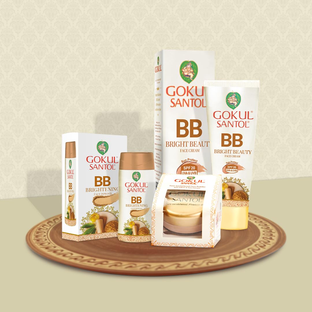 Gokul Santol Flawless Fix Kit Pure Sandalwood Daily BB Cream & BB Powder & Make-up Powder Combo Pack