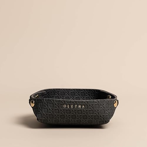 Miniatura 5 de OLETHA Plato estético pequeño para joyas, pequeño soporte plegable para anillos, diseño de celosía, carbón