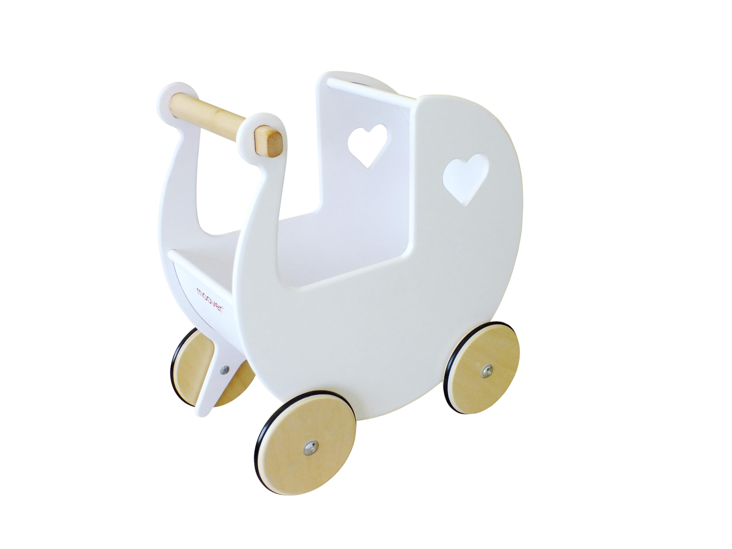 Moover Toys - Dänischer Designer Holz Puppenwagen weiß/Dolls pram White