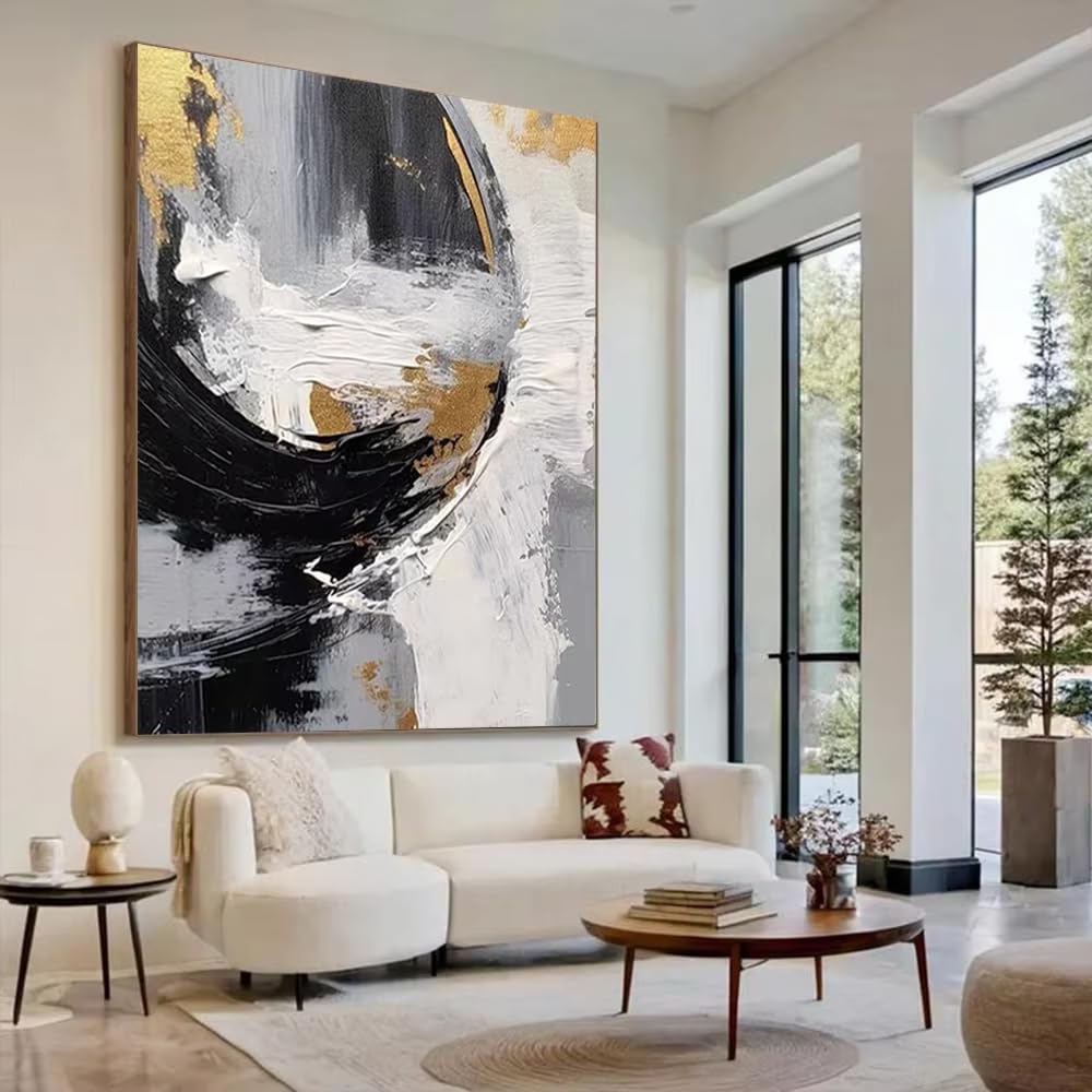 IHHGNB Large Scale Gold Foil Canvas Painting Murals - Modern Home Decor Wall Art Picture Canvas Prints Office Artwork(80x120cm(31x47in)/No frame)