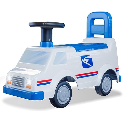 WADDLE USPS Mail Truck Toddler Ride on Toys - Foot to Floor, Lights, Sounds, Interactive Toys, Includes Postal Box, 2 Envelopes, Toddler Toys, Easy Assembly, Durable Quality, Up to 44 lbs