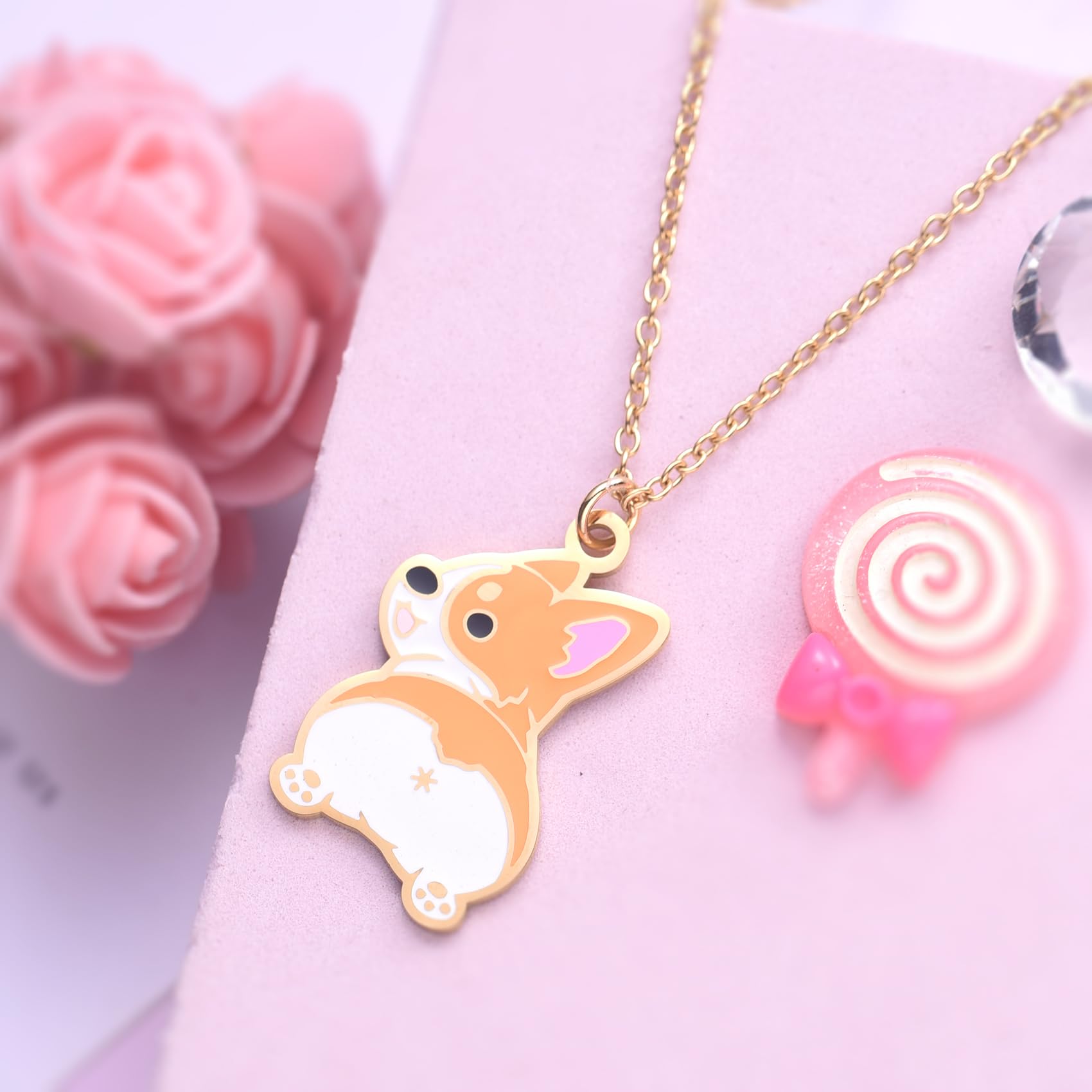 Melix Home Collana con ciondolo a forma di cane, grazioso gioiello per amanti dei cani, regalo ideale per appassionati e proprietari di animali domestici
