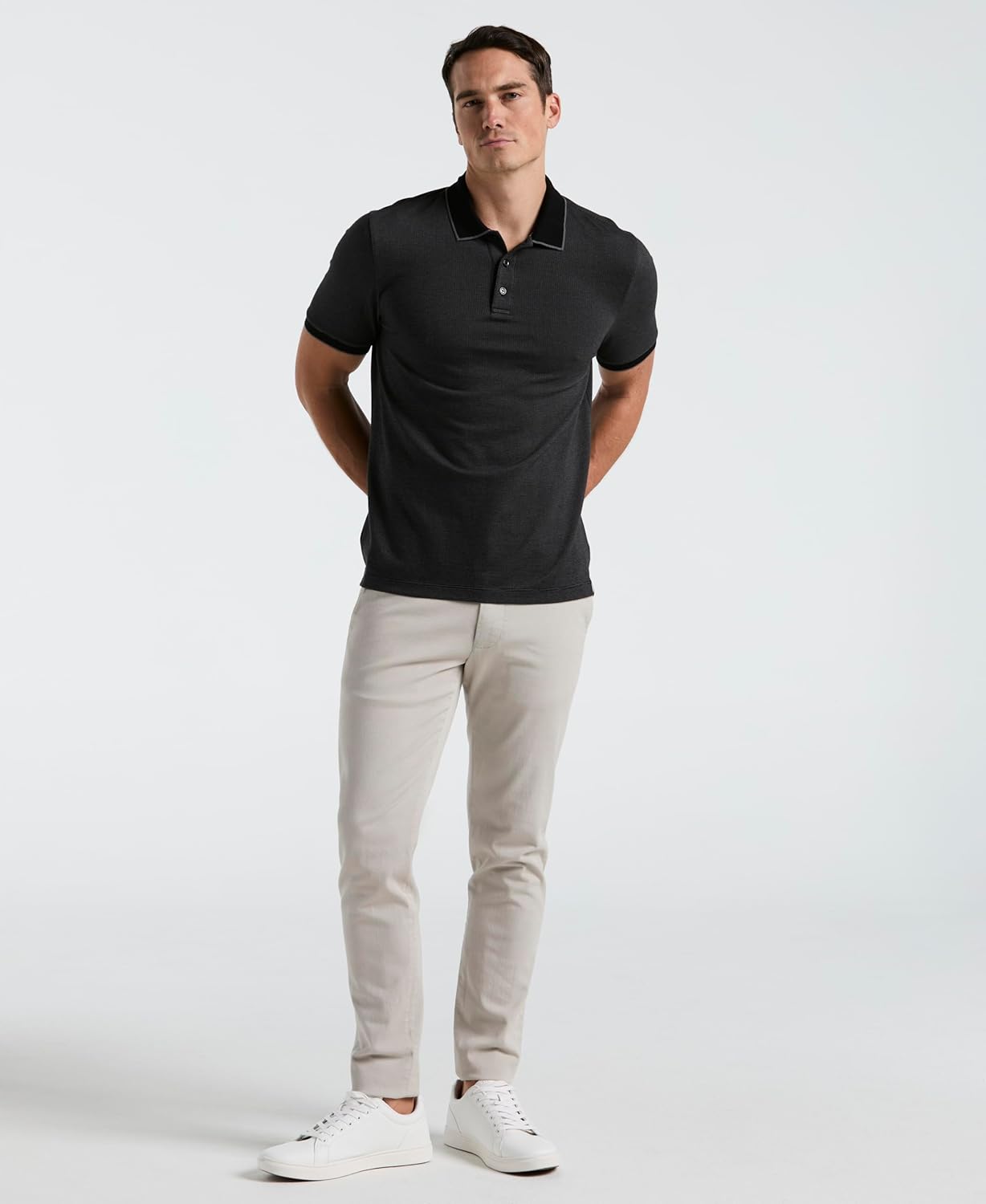 Perry Ellis Mens Regular Fit Jacquard Short Sleeve Polo Shirt - Image 4