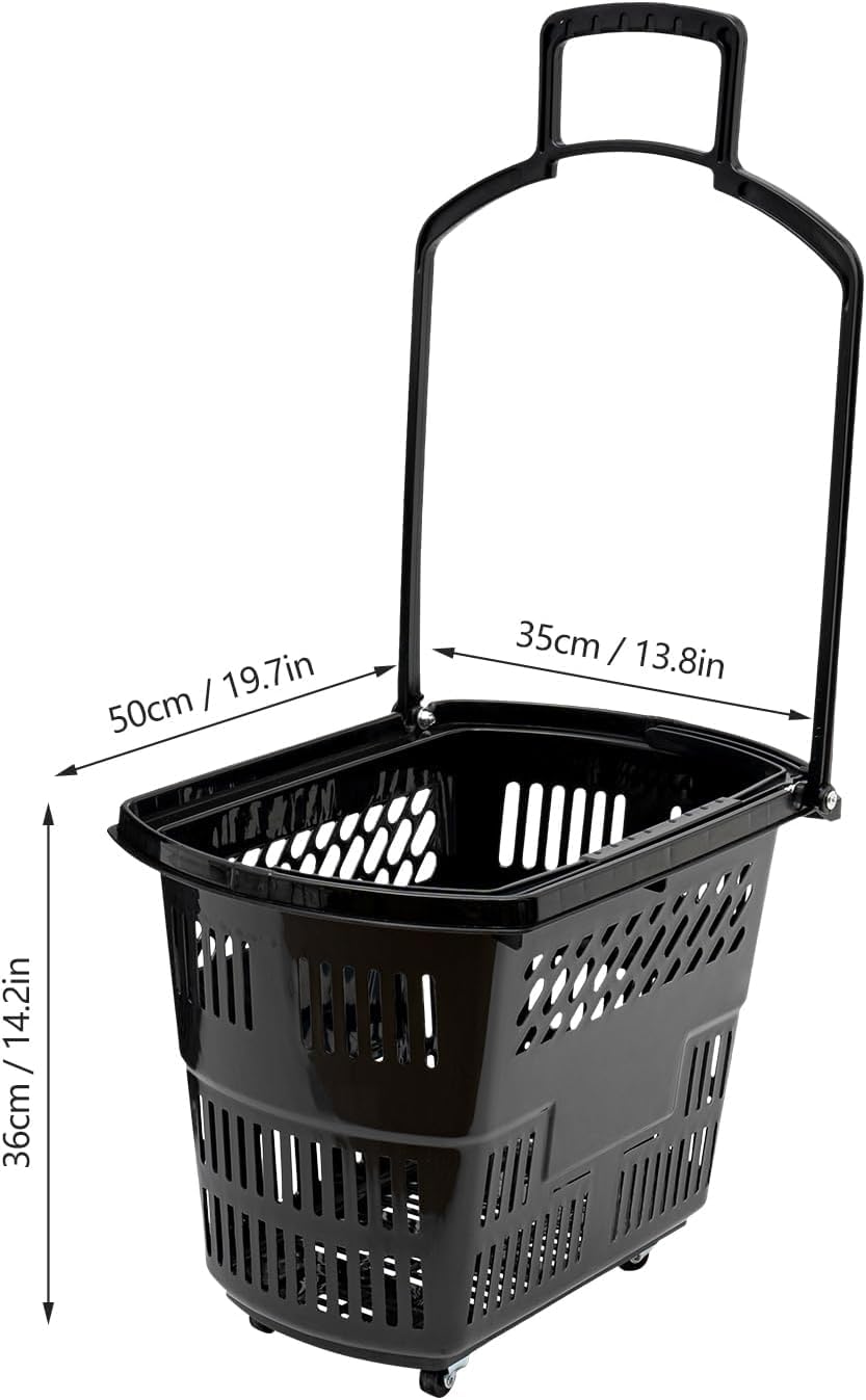 Paquete De 6 Cestas De La Compra Portátiles con Ruedas, Apilables, De 34 litros (9 Galones) para Supermercados, Tiendas Minoristas Y Mercados De Agricultores, Capacidad De 50 Kg (110 Libras