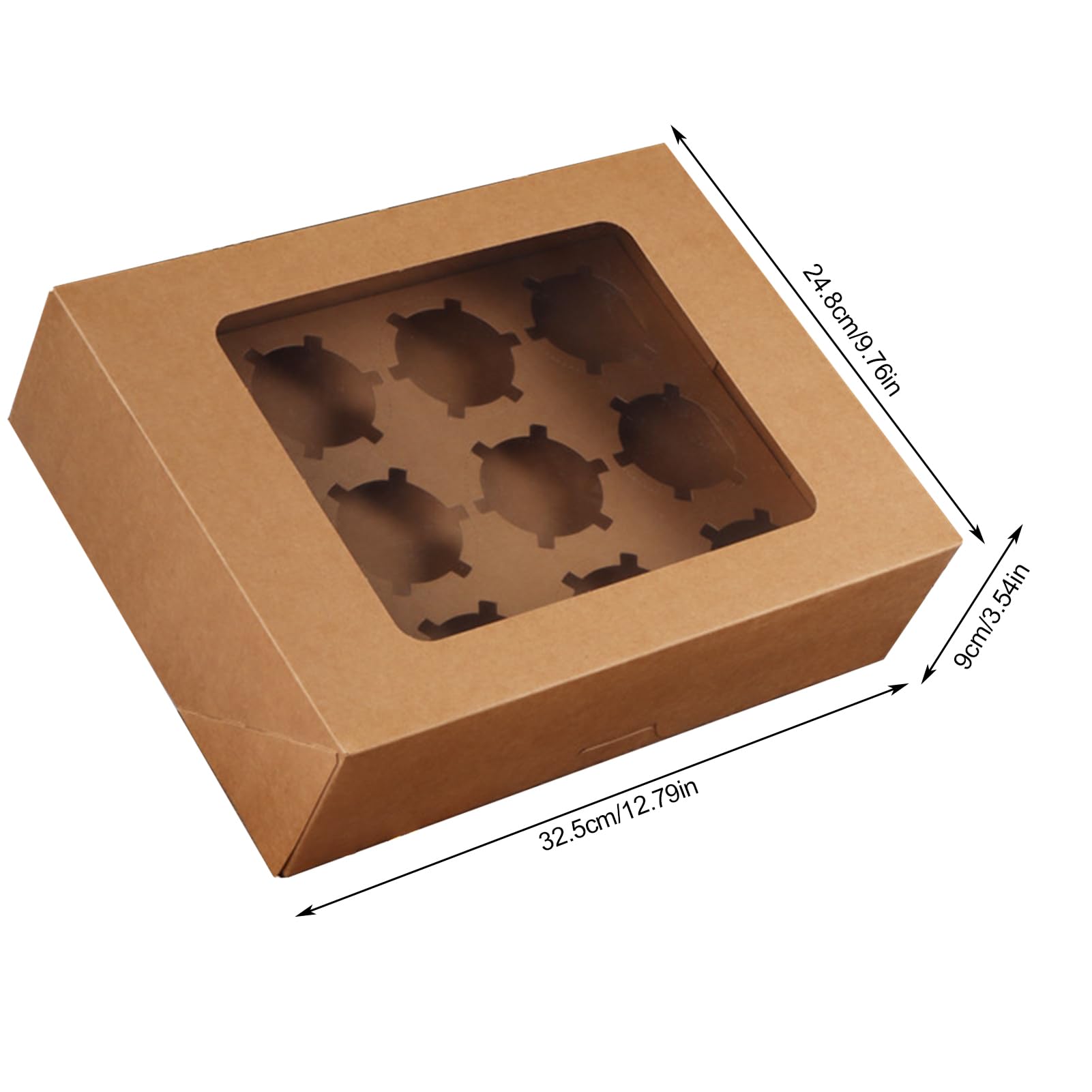 Cajas de panadería, cajas de pastelería para cupcakes, panadería | 10 unidades de papel con ventana transparente para cupcakes, pasteles, galletas