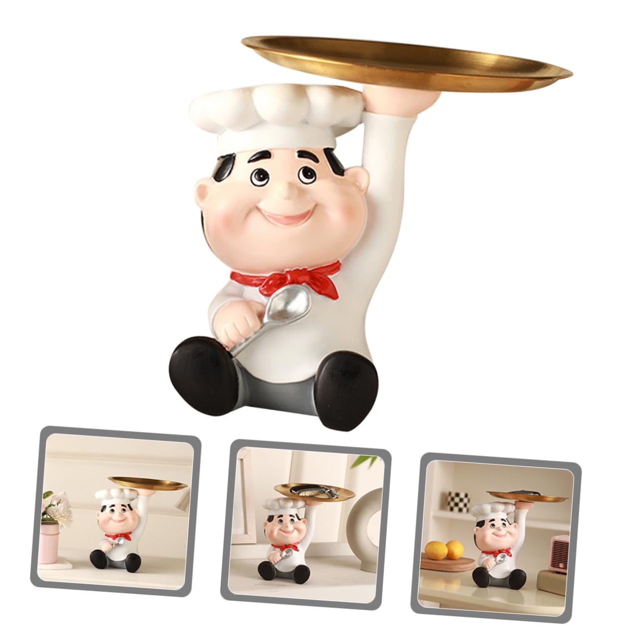 OUNONA Portaoggetti a Forma di Chef in Resina Bianca per Cucina, Decorazione per Casa, Utenza per Borse e Trucchi