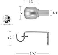 Vista 5 de Decopolitan 30890-SL28 - Juego de barras de cortina con tapa, 28 a 48 pulgadas, color plateado