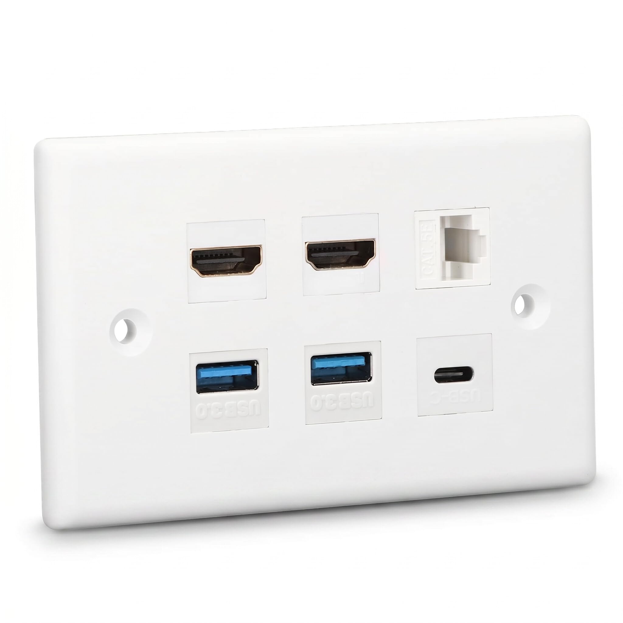 Bewinner Piastra da Parete 6 Porte 2xHDMI 2xUSB3.0 1xType C 1xRJ45 Cat6 Ethenret per Proiettore TV