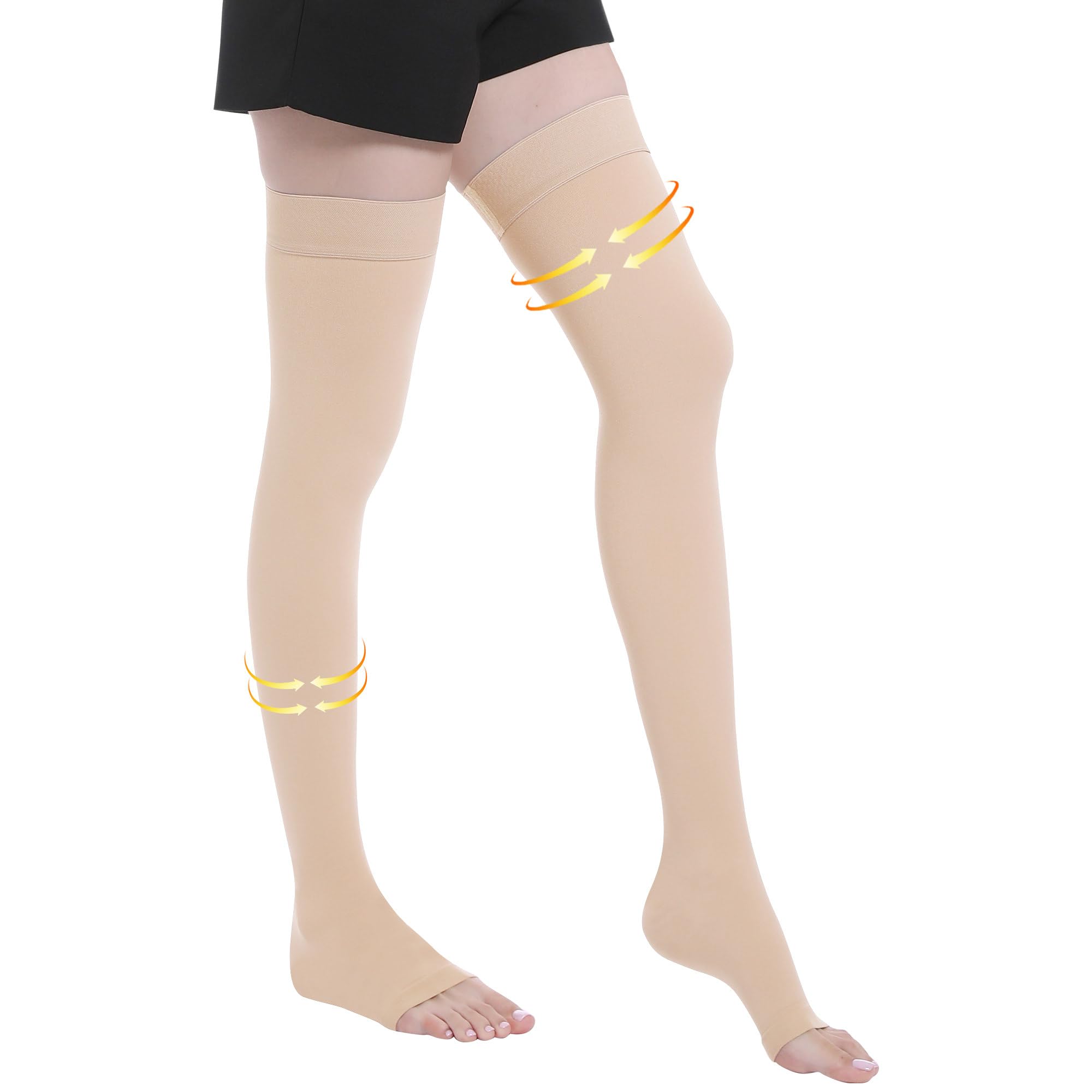 Myshear Open Toe Thigh High Compression Stockings