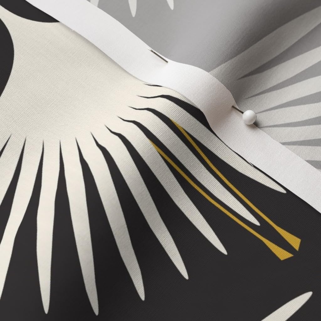 Spoonflower Fabric - Art Deco Swan Water Bird Fly Migrate Black and White Traditional Printed on Cotton Poplin Fabric by The Yard - Sewing Shirting Quilting Dresses Apparel Crafts