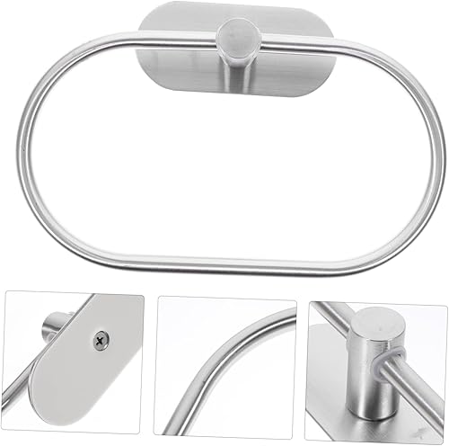 Miniatura 3 de DOITOOL Para montaje en pared, almacenamiento de baño, cocina, cuadrada, acero inoxidable, toalla de mano, baño, lavandería, redondo, anillo