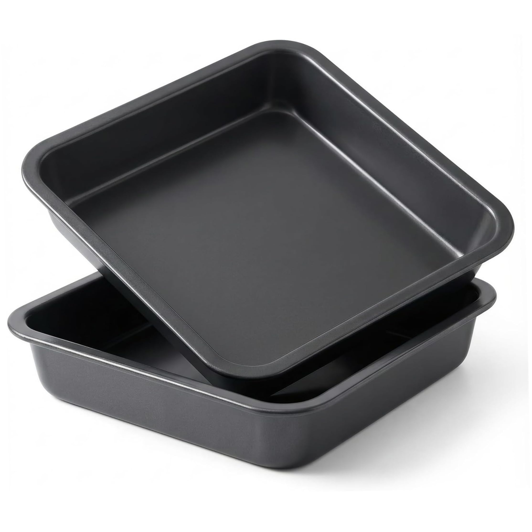 Ginwrek Square Baking Pan, 2 Pack Non-stick Brownie Pans, Thickened Food-grade Carbon Steel Cake Pans For Brownies, Cakes & Breads, Black, 8.66x8.66 Inch