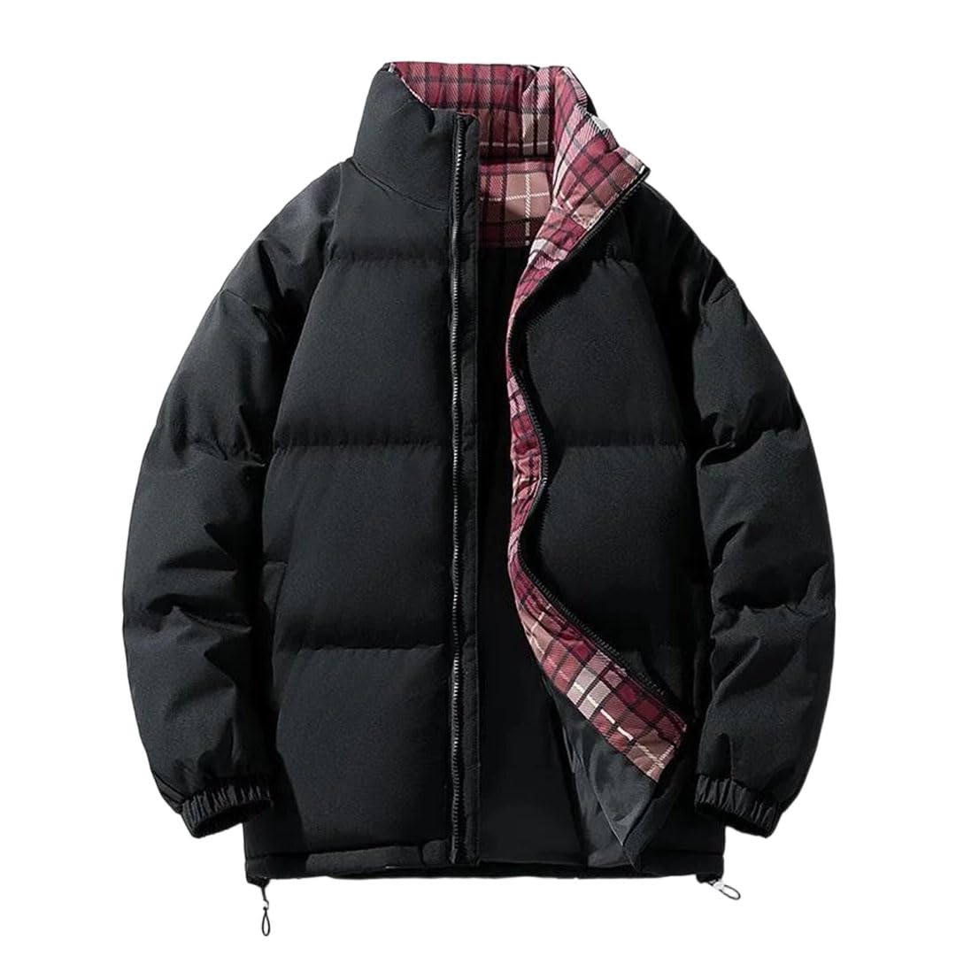 Manteau d'hiver en coton mixte ample et veste courte à col montant