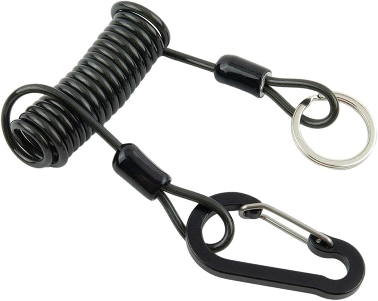 Fishing Missed Rope Lanyard with 7-Strand Steel Wire, Anti-Loss Coil Lure Pliers, Fishing Rods & Reels – 1.2M/2M, 29g, Black(1.2M)