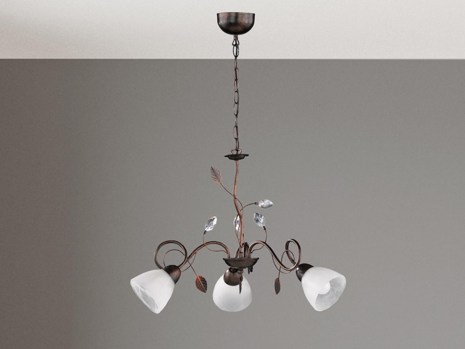 Trio Leuchten 110700328 Traditio a + + to e, Lampadario, Metallo, E14, antico ruggine, 70 x 70 x 150 cm