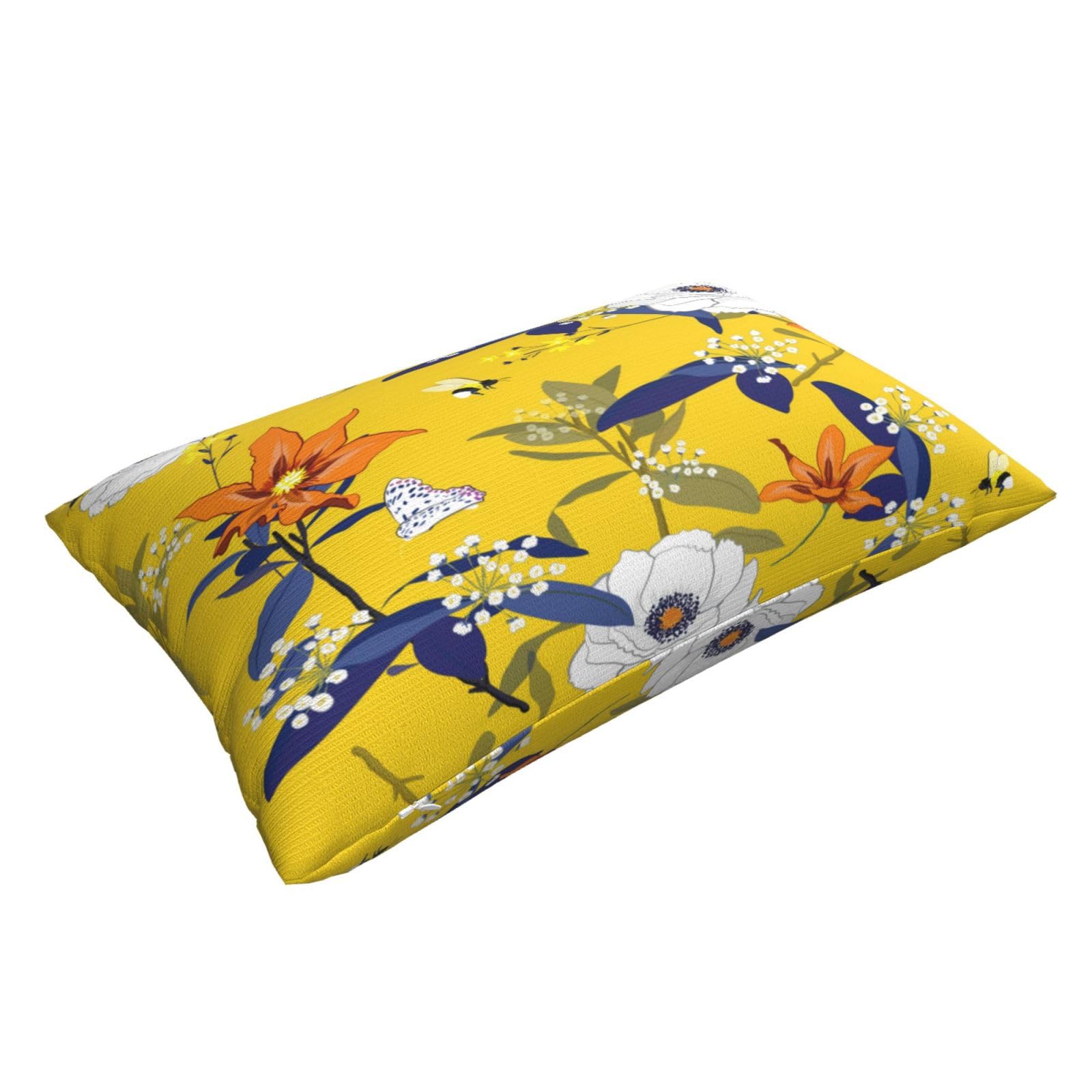 Lot De 2 Housse De Coussin 40x40cm Housse Coussin Canape Jaune Feuilles Motif Housse De Coussin Canapé Taie D'oreiller Pour Chambre Salon Maison Canapé Chaise Intérieur Extérieur Housses De Coussin