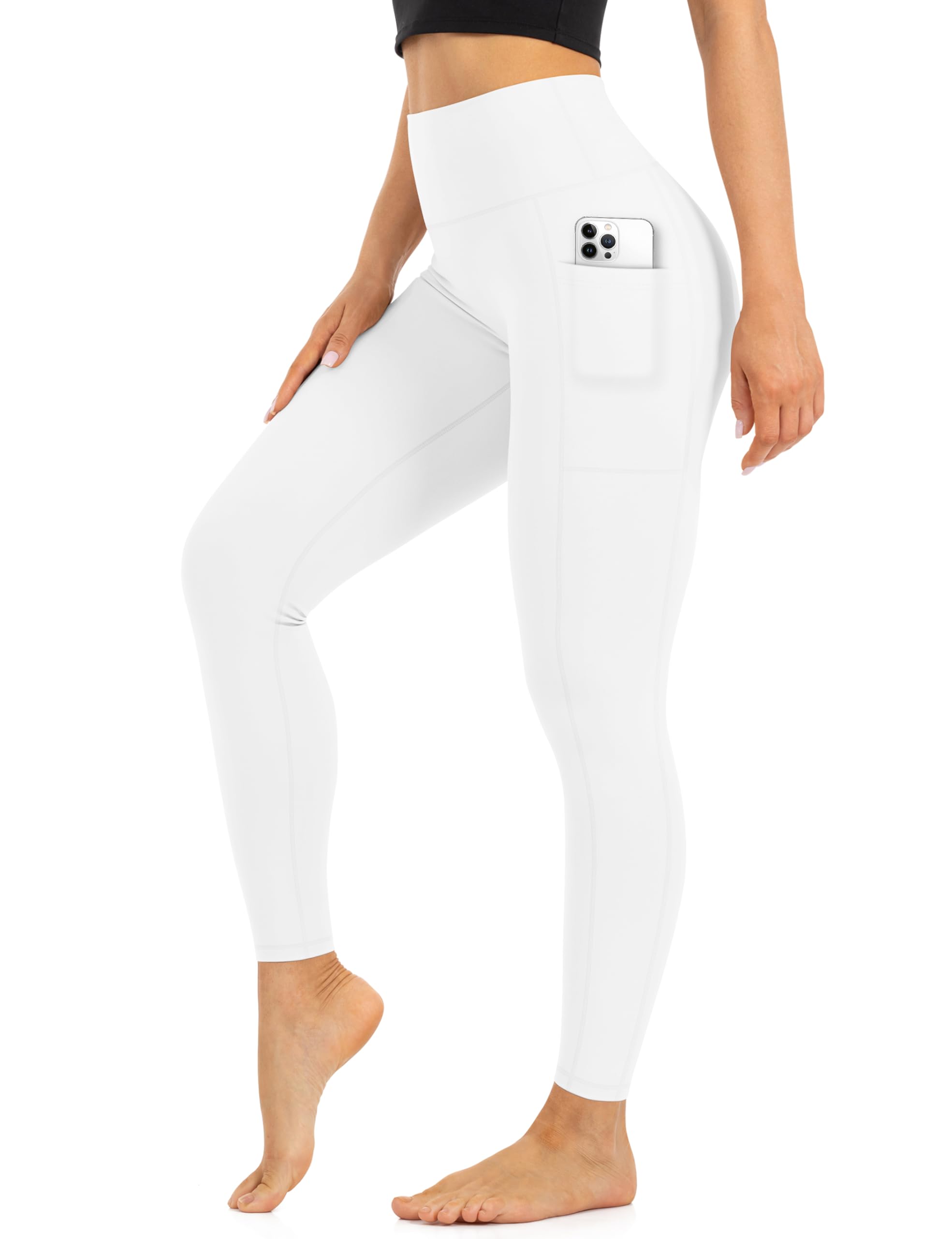 Blisset Leggings de cintura alta para mujer, opacos, suaves, con control de abdomen, pantalones deportivos para yoga, correr, entrenamiento y gimnasio, color blanco