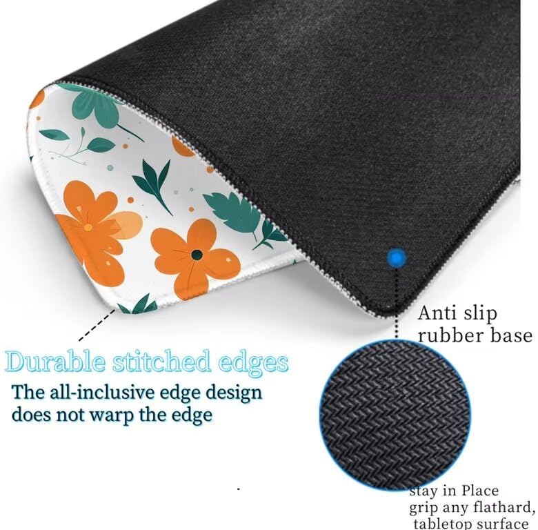 Tapis de Souris Usine Tapis de Souris Gamer XXL 1000x500x3mm Gaming Accessoire, Tapis de Souris Fleur Tapis Souris Résistant à l'eau avec Base en Caoutchouc antidérapant, Deco Bureau Travail W5-775