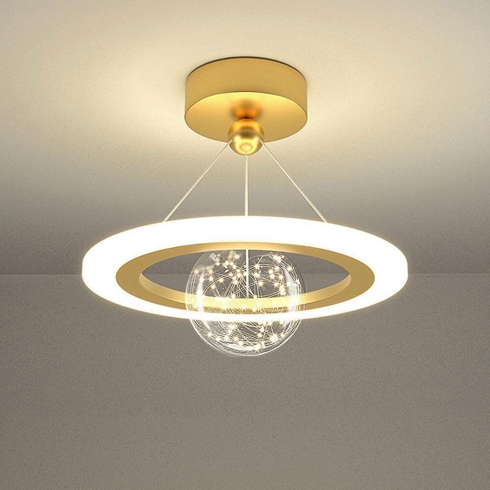 Lustre LED à anneau en verre à filament suspension ronde moderne noire dorée dimmable