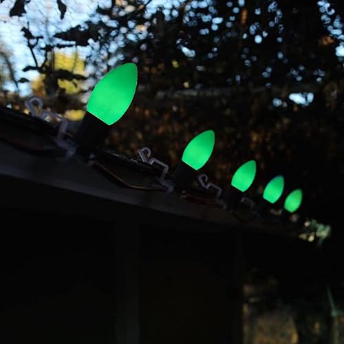 Miniatura 5 de Paquete de 25 bombillas C9 de cerámica verde de repuesto, bombilla de luz vintage incandescente para guirnalda de San Patricio, bombillas de luz