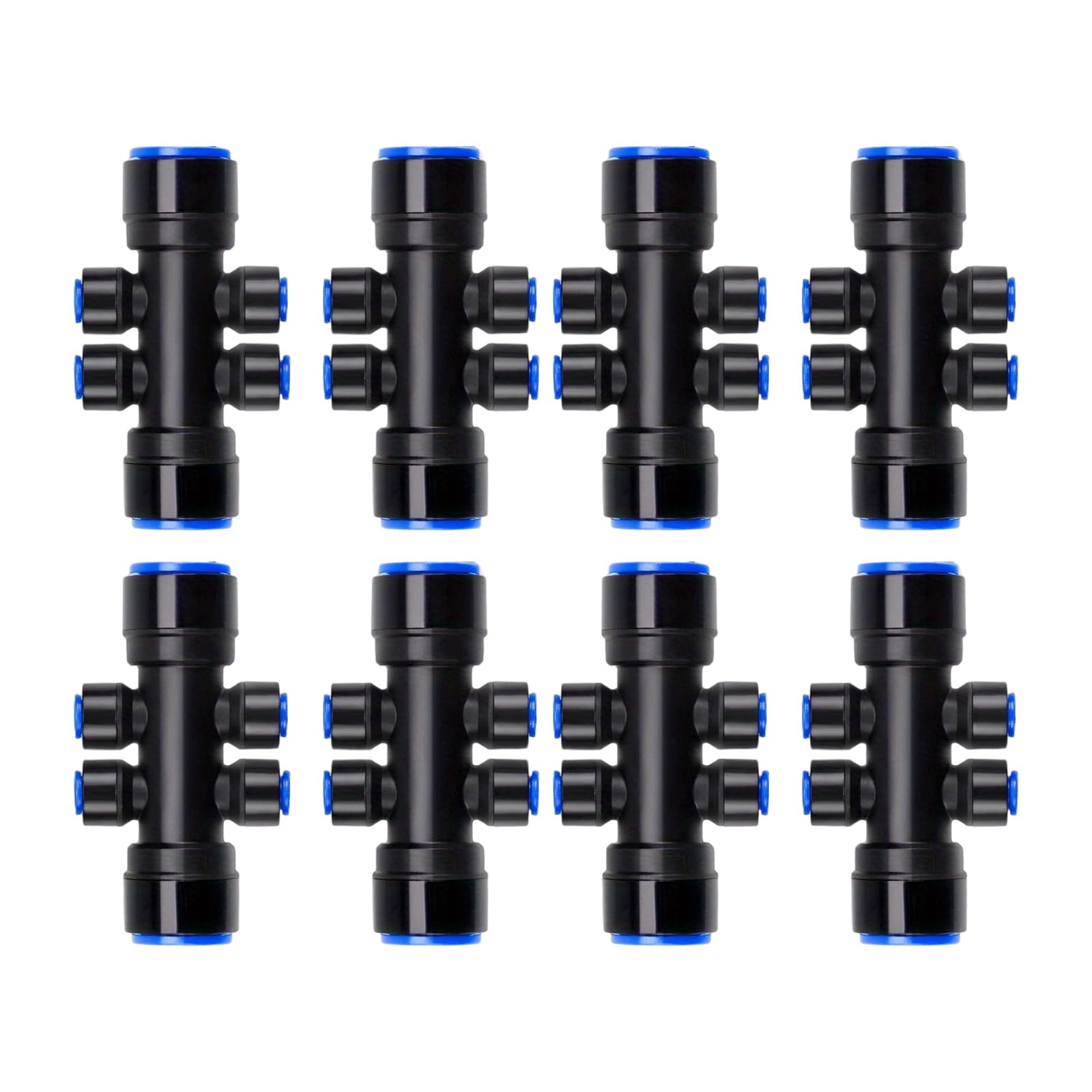Msioytog A 6 Way Drip Irrigation Splitter 1 / 4Inch Water Flowing Control Fitting Pipe Connector Tube Quick Fitting Water Push Hose Drip Irrigation Connector