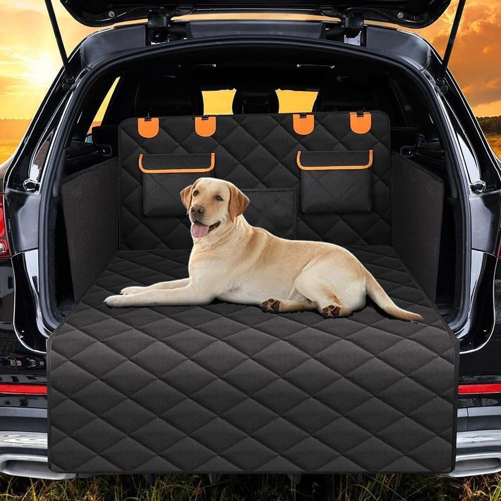 Funda Maletero Coche Perro para Dacia Dokker Duster Van Jogger Extreme Lodgy 2000-2017, Manta para Perro Universal Protector de Asiento Impermeable para Mascotas,B/Orange