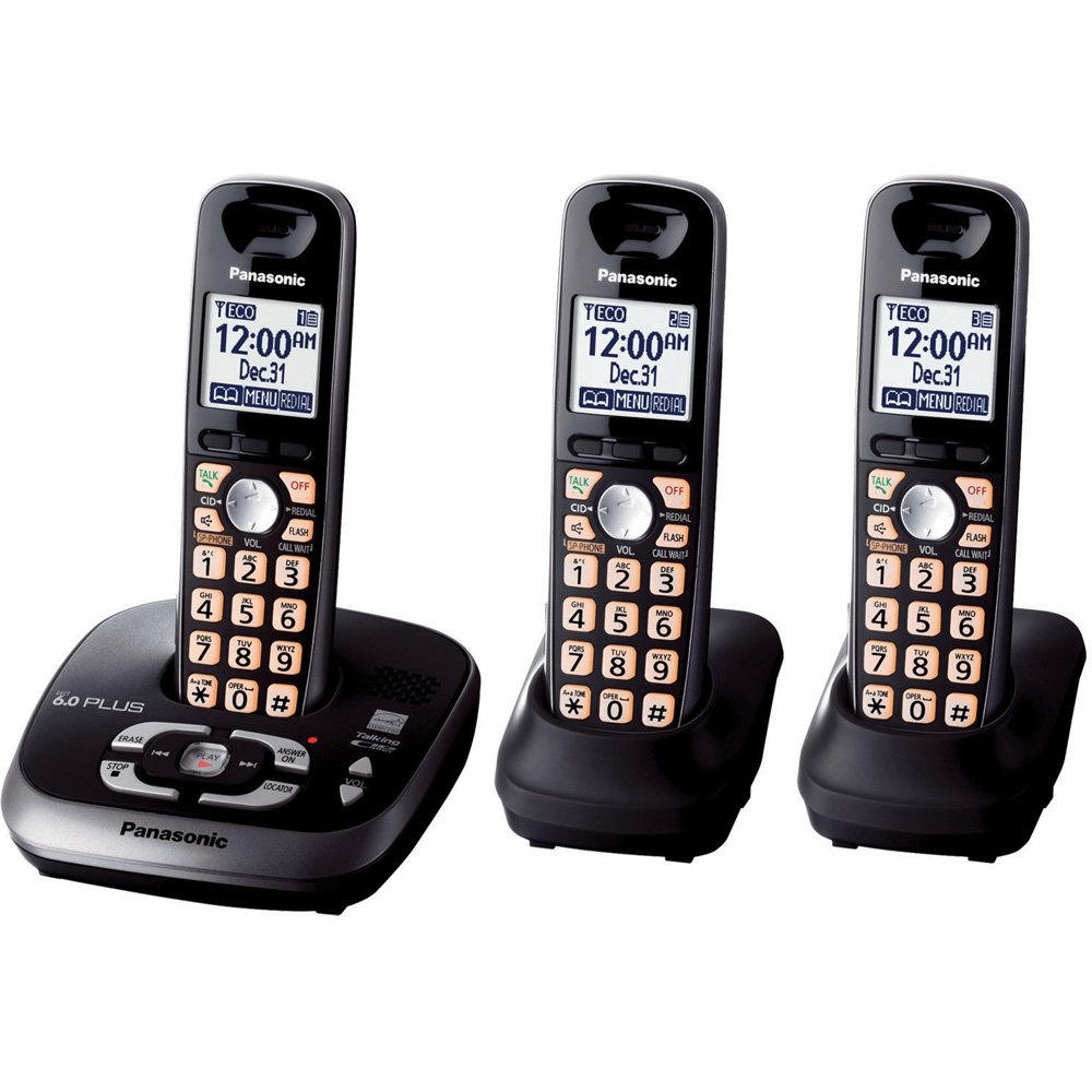 Panasonic KX-TG4033B DECT 6.0 PLUS Expandable Digital Cordless Answering System with 3 Handsets