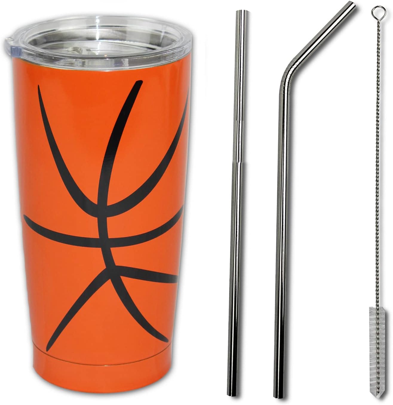 Basketball Tumbler Cup 20oz Gift for Mom Men Women, Stainless Steel, Vacuum Insulated, Keeps Water Stay Cold for 24, Hot for 12 hours