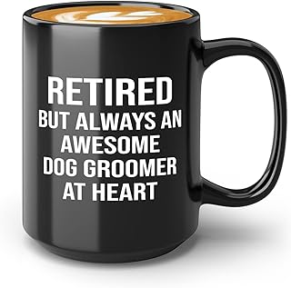 Flairy Land Dog Groomer Coffee Mug 15oz Black -Retired but Awsome - Pet Day Grooming Appreciation Dog Groomer Women Dog Lovers Puppy Profesional Dog Groomer